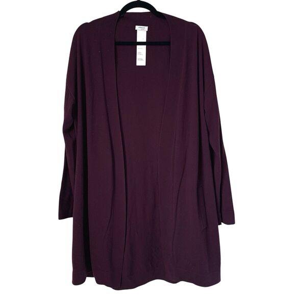 Akris Punto Cardigan Sweater US 16 Dark Purple Open 100% Wool Designer Luxury - Picture 1 of 13